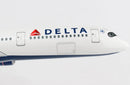 "Delta A350-900 diecast model - rear three-quarter angle with landing gear and tail details"