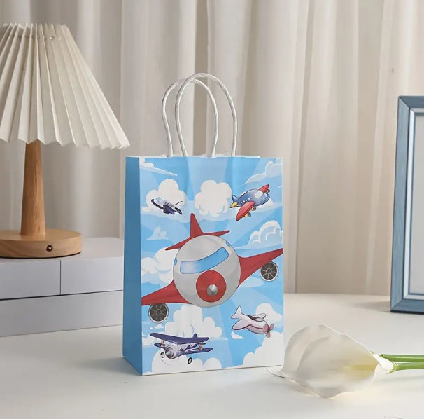 12 Piece Airplane Themed Gift Bag, Pack of Twelve Bags