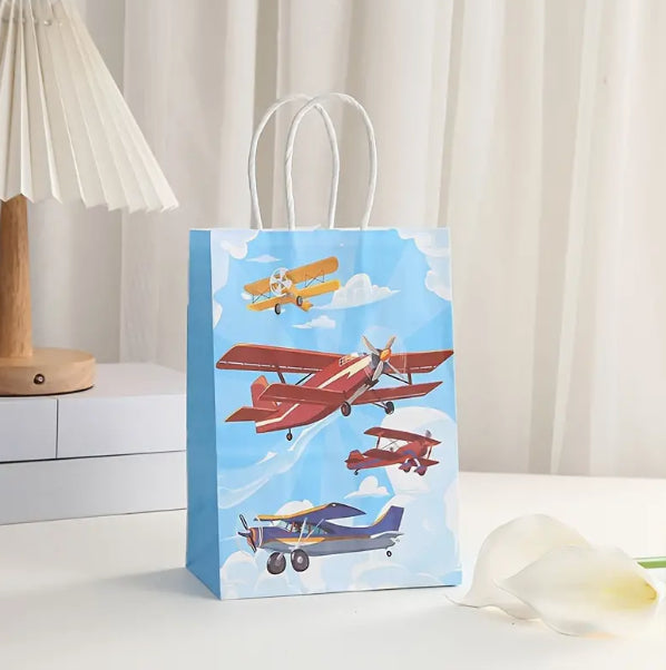 12 Piece Airplane Themed Gift Bag, Pack of Twelve Bags