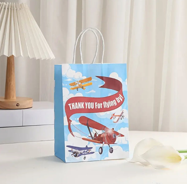 12 Piece Airplane Themed Gift Bag, Pack of Twelve Bags