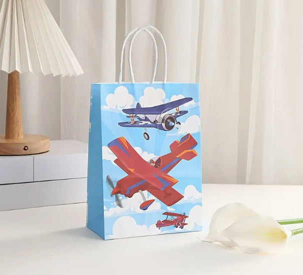 12 Piece Airplane Themed Gift Bag, Pack of Twelve Bags