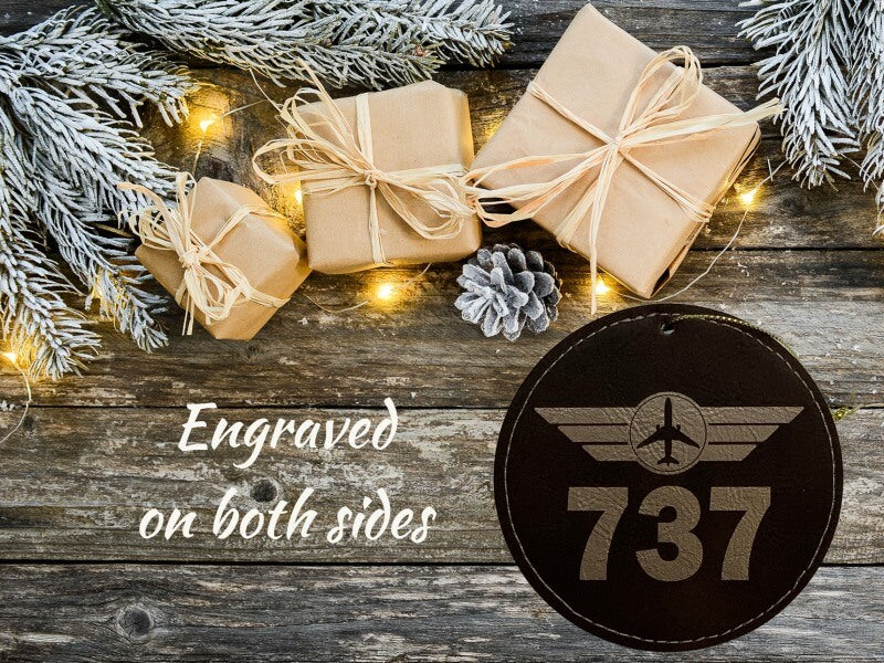 737 Wings, Airplane Ornaments, Aviation Decoration 737ORN-BLU-LTHR