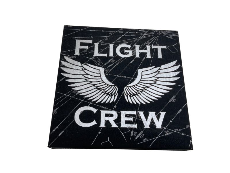flight crew sign on black leather