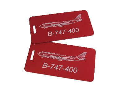 Boeing 747-400 Luggage Tag, Set of Two, Metal, Crew Tags BT-747-BLK