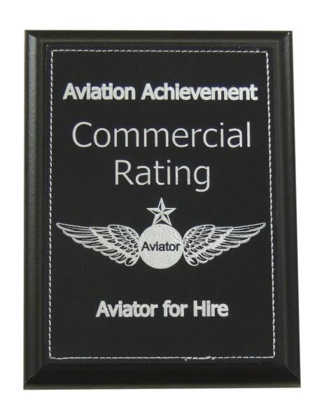 Commercial Pilot Rating Plaque black