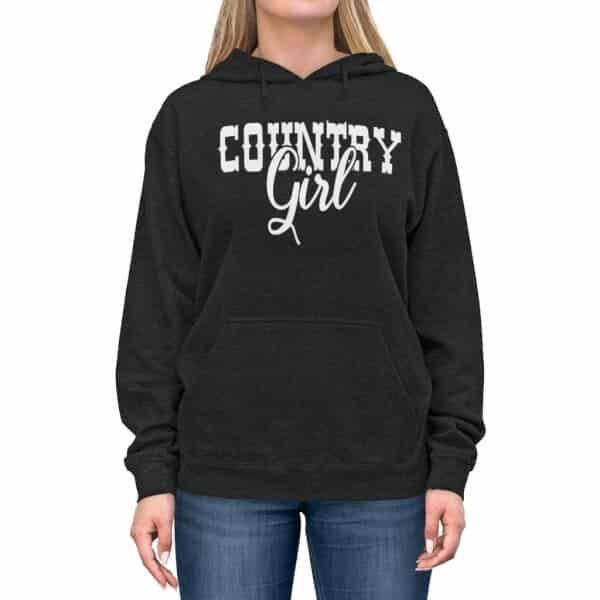Country Girl White Hoodie Graphic on graphite model