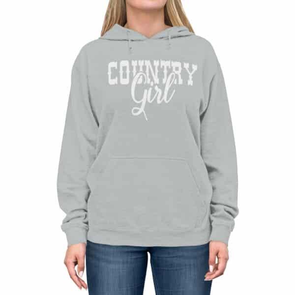 Country Girl White Hoodie Graphic on athletic heather