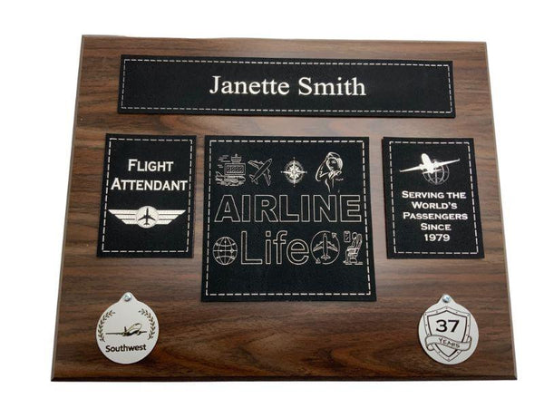 Walnut with black leather, flight, gifts
