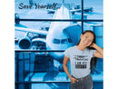 flight attendant tee shirt, blue