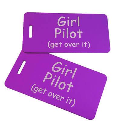 Girl Pilot Luggage Tag, Purple