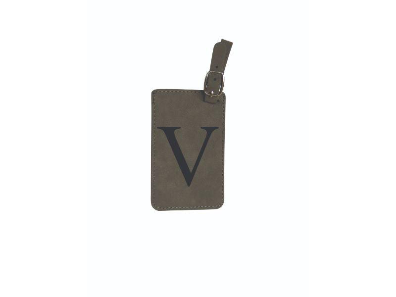 Louis Vuitton Name Tag w/ IS Initials Black Leather Small