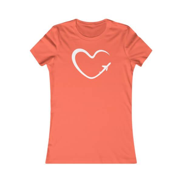 heart Plane Tee Shirt Coral