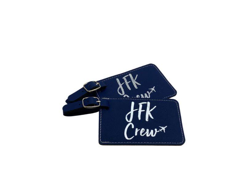 JFK Crew Base Luggage Tag, Set of Two, Engineered Leather for Airline Crews - Airspeed Junkie
