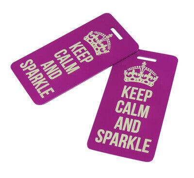 Keep Calm and Sparkle Luggage Tag, Purple