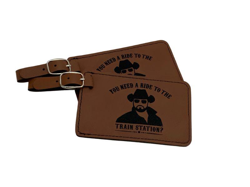 Leather Luggage Tag, Rip, Personal Info Card, Set of Two, Yellowstone