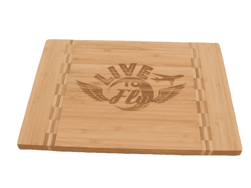Live to Fly Airplane Cutting Board, Bamboo Aviation Theme CBLTF-8X12