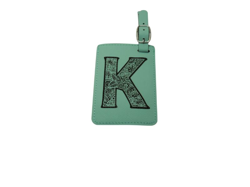 Grey Monogram Luggage Tag, Initial, Personalized Luggage Tags, Engineered  Leather