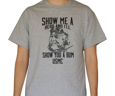 Marines Aviator Shirt, Show Me a Hero, Military Aviation T Shirt VMF214-GRY-SM