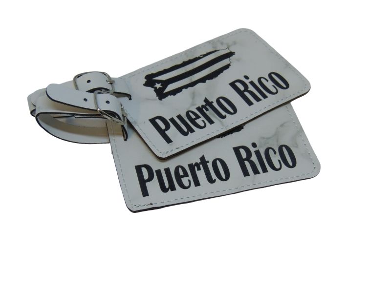 Puerto Rico Luggage Tag Set of Two, Leather with Graphic